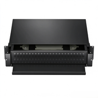 Panel Patch Fiber Optik 2U 19 Inci 48 Core SC APC, 48 Port Single Mode, Rak Mount, Tipe Geser, Frame Distribusi Optik