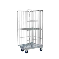 Chariot empilable logistique, conteneur à roulettes à 4 côtés, cage en treillis métallique avec roues, chariot logistique, cages à palettes à vendre