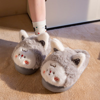 DERAN nouveau labubu floue diapositives pantoufles Animal en peluche maison diapositives femmes hiver confortable chaud chaussures broderie personnalisé moelleux pantoufle