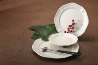 Plat de service de style occidental à effet perlé de luxe Assiette de restaurant octogonale en mélamine 100% avec tailles 7 "9" 11"