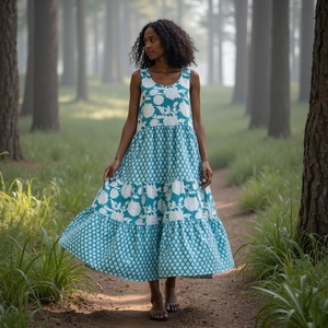 Nueva Tendencia de Verano Gran Venta Vestidos Casuales sin Mangas para Mujer Vestido Playero Estampado para Uso Diario y Playa - Product Image 3