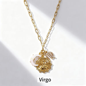 Alta calidad doce signos del zodiaco Retro Vintage runas Luna Nueva ópalo colgante collar sin decoloración Girasol ópalo joyería Collar - Product Image 2