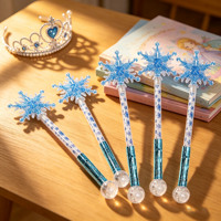 Bâton lumineux LED flocon de neige bleu clignotant en fibre optique, bâton lumineux de fête en plastique, cadeau de fête princesse pour Noël