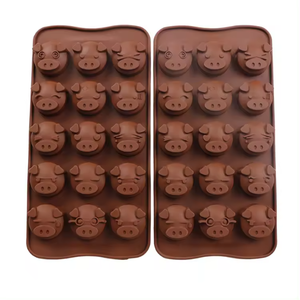 새로운 15구 다양한 동물 돼지 모양 친환경 논스틱 간편 세척 실리콘 케이크 베이킹 몰드 색상 및 로고 맞춤 가능 - Product Image 6