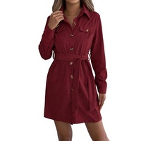 Chemise décontractée pour femme en velours côtelé teint uni à manches longues, haute qualité, nouvelle collection automne 2026, style simple et polyvalent