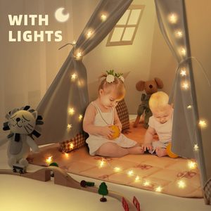 Maison de jeu pour enfants en toile de coton doux jouet indien tentes en bois avec lumière <span class=keywords><strong>et</strong></span> <span class=keywords><strong>tapis</strong></span> pour enfants - Product Image 6