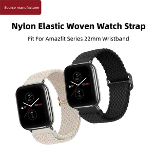 Correa tejida elástica de nailon de 22mm para <span class=keywords><strong>Amazfit</strong></span> Series hebilla de <span class=keywords><strong>Metal</strong></span> estable reemplazo de liberación rápida pulsera transpirable ajustable - Product Image 2