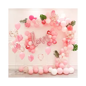气球拱门套件气球花环套件装饰品与各种粉红色气球派对