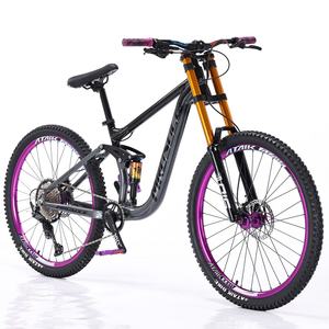 Vélo <span class=keywords><strong>de</strong></span> montagne tout-terrain 26/27,5 pouces en alliage d'aluminium, suspension avant/arrière, freins à disque doubles, frein à huile, amortisseur - Product Image 4