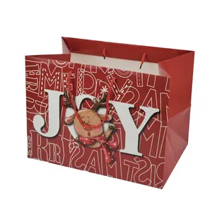 Atacado Big Christmas Gift Paper Bags para Gift Paper Bag Para Christmas Party Gift Kraft Paper Bag com o seu logotipo