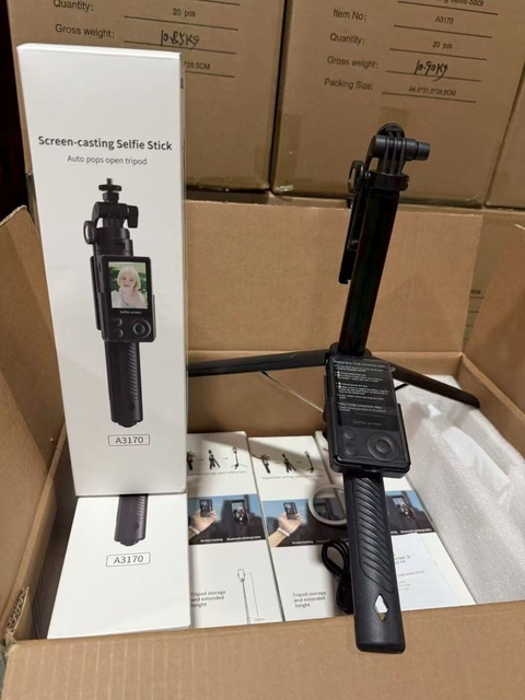 Vlogging Kit Screen-Casting Selfie Stick 165cm Tripod Gimbal Stabilizer Automatic Rotation Detachable Phone Clip Selfie Stick