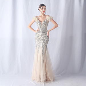 31565 #   Nuevo Producto, Vestido de Noche con Lentejuelas de Flores y Malla de Avestruz <span class=keywords><strong>para</strong></span> Reuniones Anuales y <span class=keywords><strong>Bodas</strong></span> - Product Image 4