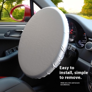 Cubierta de protección solar con aislamiento térmico de verano para <span class=keywords><strong>volante</strong></span> de coche con revestimiento plateado - Product Image 1