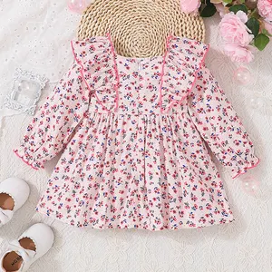 Neuzugang Langärmelige Babykleidung Überprüfte Lieferanten 1 Jahr Kinder Prinzessin Party Baby Mädchenkleid 6-12 Monate Blumen