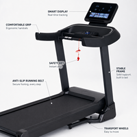 Caminadora K-FIT GSTB-5310 con Inclinación Automática de 20 Niveles, 16 km/h, Motor de 3 HP, Pantalla LED de 6 Pulgadas, Plataforma Ancha de 530 mm, Música por Bluetooth, para el Hogar