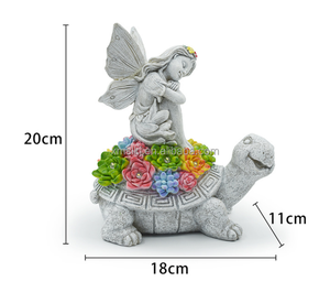 Statues de jardin Décorations d'extérieur <span class=keywords><strong>Tortue</strong></span> solaire Anges Décor avec succulentes Lumières LED Ornements de jardin Figurines - Product Image 6