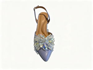 Elegantes sandalias de tacón de aguja con punta en pico, correa con hebilla de lazo de flor de cristal, zapatos de vestir de charol con tacón de aguja. - Product Image 2