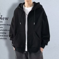 Cardigan zippé décontracté pour homme, grande taille, couleur unie, doublure polaire, style américain, nouvelle mode, vente en gros usine