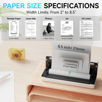 Peripage P81 Printer Thermal Mini Portabel Tanpa Tinta untuk Rumah Kantor Pelajar Kompatibel dengan IOS Android 4.0 Pencetak Struk Barcode