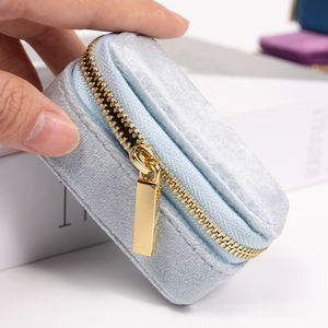 Cajas de Joyería de Viaje de Terciopelo Mini con Cierre y Logotipo Personalizado, Caja Organizadora de Joyas Pequeña y Portátil de Lujo para Mujer - Product Image 2