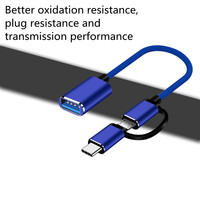 Adaptor OTG USB 3.0 2 in 1 Tipe C Micro ke USB 3.0 Kabel Adaptor OTG Konverter untuk Gamepad Flash Disk Kabel USB OTG Tipe-C