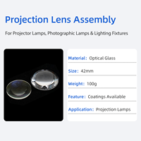 Ensemble d'objectifs de projection de 42 mm en verre optique pour lampes de projecteur, éclairage photographique, composants optiques, revêtements personnalisés