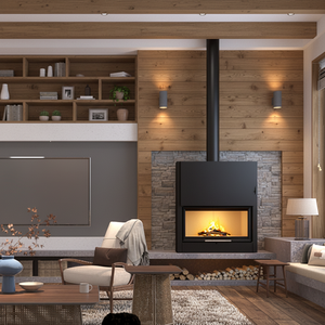 Elegante Chimenea Moderna Independiente de Acero con Llama Real, Estufa de Leña para Calefacción, Ideal para Hoteles, Casas y Decoración de B&B - Product Image 1