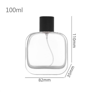 Flacon de parfum en verre de forme carrée plate avec pompe de pulvérisateur à sertir - Product Image 4