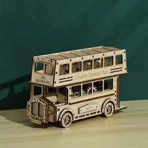 Diy Dubbeldekker Model Hout Ambachten Ornamenten 3D Houten Tour Bus Puzzel Een Grote Gift Voor Model Bouwers & hobbyisten