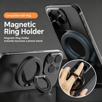 Nouveau support de téléphone portable en métal TKT avec anneau de maintien rotatif à 360°, béquille et fixation magnétique