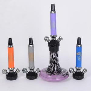 Wholesale Aluminum Alloy Single Tube Hookah Shisha Set Glass Base <strong>Bonges</strong> With Hose Tray Head Accessories - Product Image 2
