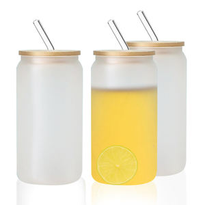 Hình Tumbler Thăng Hoa Kính Chai Thủy Tinh Rõ Ràng Bia Có Thể Thủy Tinh Có Thể Với Tre Cốc Thủy Tinh Cổ Điển Nắp <span class=keywords><strong>Frost</strong></span> 12Oz 16Oz 20Oz - Product Image 2