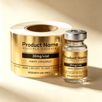Étiquettes adhésives en vinyle mat et or brillant personnalisées pour flacons de peptides de 3 ml/5 ml/10 ml, imperméables et résistantes à la chaleur, logo imprimable