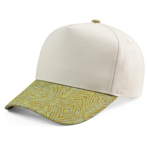 Gorra de Béisbol de 5 Paneles en Dos Tonos con Estampado de Ondas Abstractas en el Borde para Uso Diario y Streetwear, Venta al Por Mayor de Fábrica HBA54 - Product Image 3
