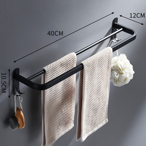 Sanga 2022 Multi-function Stainless Steel Bath Holder Black <b>Shelf</b> Free Standing Wall Mounted Bathroom Towel Racks With <b>Hooks</b> - Product Image 3