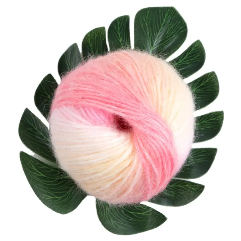 16/2 NM rainbow mohair silk blend fancy colorful cake yarn hand knitting yarn in stock
