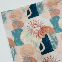 Tissu Popeline Imprimé Personnalisé Motif Lune et Soleil Mythologie Grecque pour Vêtements Décontractés, Doublures et Costumes