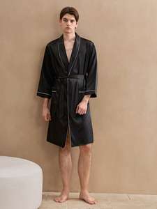 Hot Sale High Quality Solid Color Silk Satin Summer Nightdress Quick Dry Breathable Pajama <strong>Robe</strong> - Product Image 5