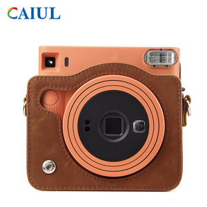 Sac <span class=keywords><strong>photo</strong></span> Caiul pour <span class=keywords><strong>Instax</strong></span> <span class=keywords><strong>Square</strong></span> SQ1, marron rétro, en cuir PU, étanche, 12,8x7x14cm, bandoulière réglable - Product Image 3