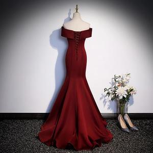 Robe de mariée sirène bordeaux pour femme, épaules dénudées, légère, pour la <span class=keywords><strong>musique</strong></span> vocale Bel <span class=keywords><strong>Canto</strong></span>, les examens d'art, les réceptions et les hôtes de réunions annuelles - Product Image 4