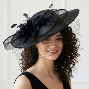 Serre-tête élégant pour <span class=keywords><strong>femme</strong></span>, imitation lin et plumes, nouveau modèle tendance, idéal pour les mariages, les courses hippiques et les banquets. - Product Image 4