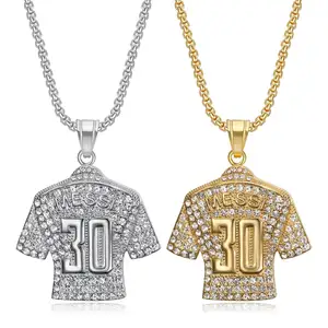 Hiphop Sieraden Roestvrij Staal Diamanten Voetbal Messi 30 Jersey Ketting