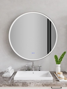Miroir de salle de bain rond à LED avec interrupteur tactile, 30-40 pouces, à suspendre au mur, verre trempé IP44, garantie de 3 ans - Product Image 2