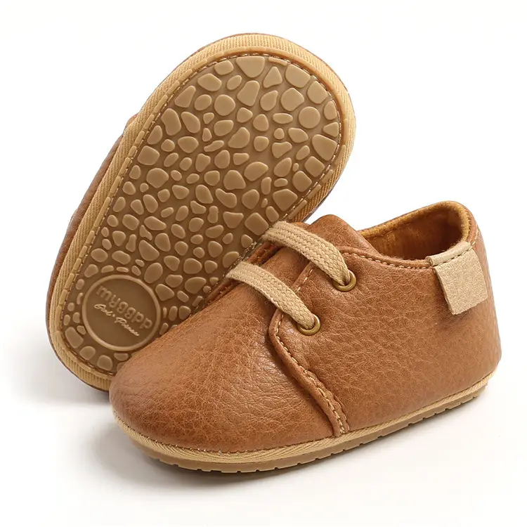 2021 Fashion Travel Kid Children Infant Newborn Girl Boy One Year Old Walking Casual Pre Walker Soft Sole Pu Baby Leather Shoes