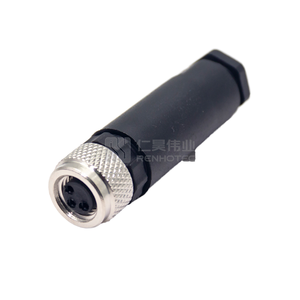Connecteur femelle M12 4 broches étanche automobile IP67 12V 4A, câblable sur site, boîtier en cuivre droit, contact en laiton, DIN - Product Image 3