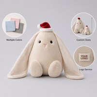 Conejo de Peluche Navideño de Orejas Largas con Gorro de Santa, Peluche Suave para Venta al por Mayor y Regalos