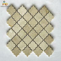 Mosaïque en marbre beige espagnol, forme de lanterne arabesque, mosaïque en pierre naturelle pour crédence de cuisine, décoration murale d'hôtel