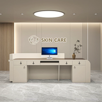 Meubles de salon de beauté modernes avec tailles et logos personnalisables, comptoir d'accueil de luxe pour hôtel, bureau, bureau d'accueil en bois avec rangement