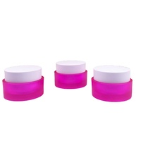 Pots cosmétiques roses givrés en acrylique écologique de 30g avec capuchon en plastique pour poudre libre, nettoyant visage, lotion - Crème contour des yeux pour soins de la peau certifiée ISO9001