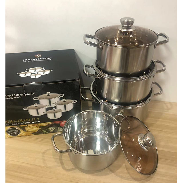 High Quality Stainless Steel Cookware Set of 4 Piece Cooking Pot Set Home Kitchen Cookware Soup & Stock Pots · image 3